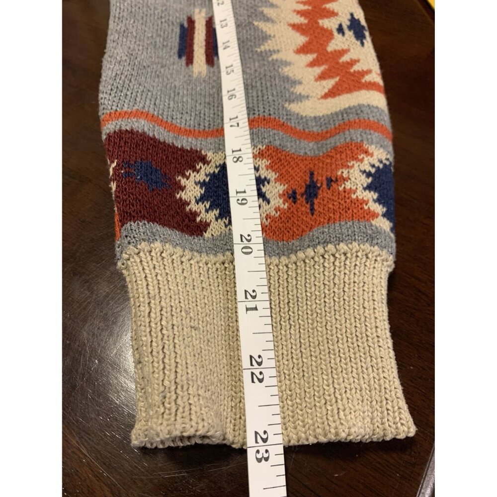 Thread & Supply L Gray Button Up Shacket Aztec Knitted Sleeves 4 Pockets - Picture 6 of 8